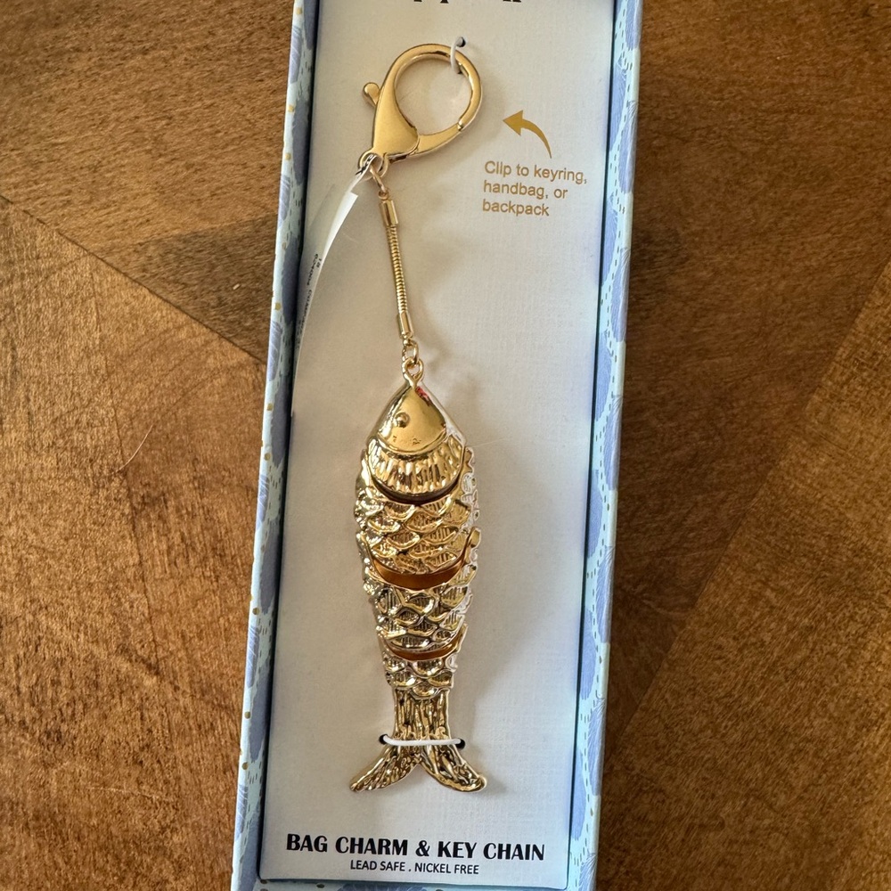 NWT | piper k | Viral TikTok Gold Fish Bag Charm & Keychain